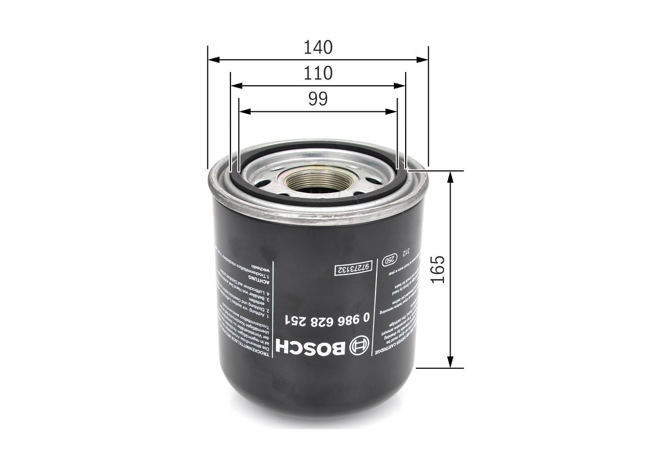 Фільтр осушувача повітря (вологомастиловідділювача) (TRUCK) Bosch 0986628251 ціна, від 47.65 USD