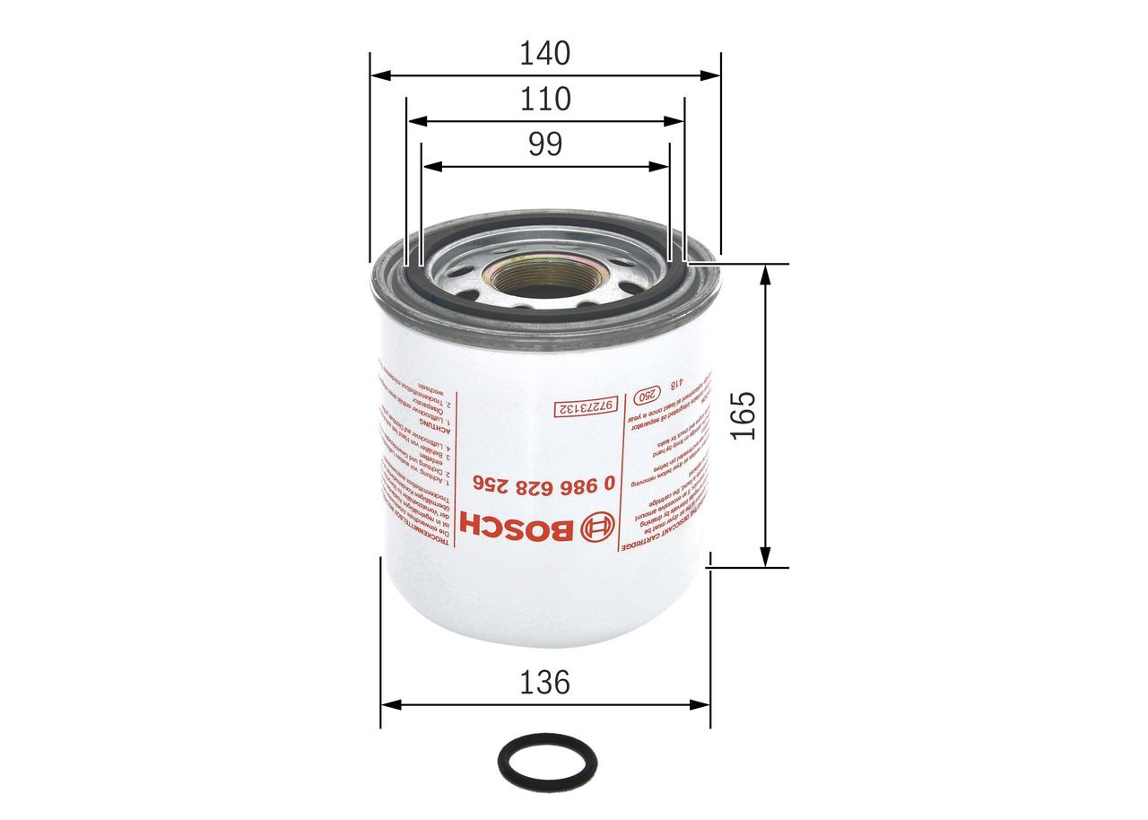 Купити 0986628256 Bosch Фільтр осушувача повітря (вологомастиловідділювача) (TRUCK)