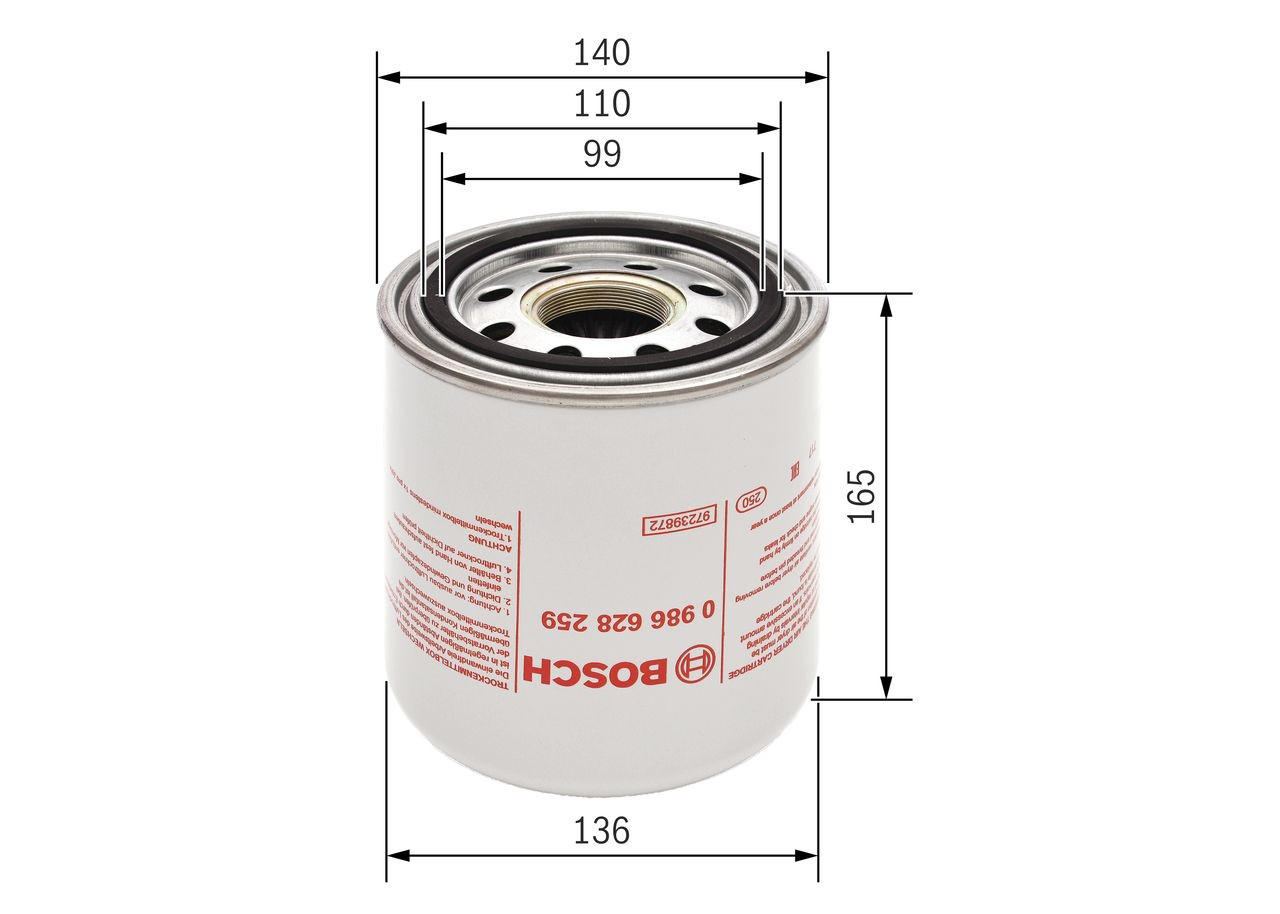 Фільтр осушувача повітря (вологомастиловідділювача) (TRUCK) Bosch 0986628259 ціна, від 36.97 USD