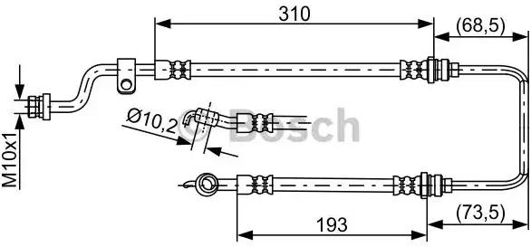 Шланг гальмівний передній, лівий Bosch 1987481859 ціна, від 26.82 USD