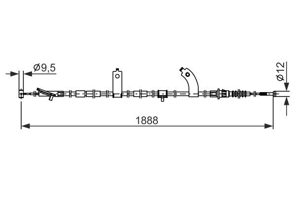 Трос стоянкового гальма задній правий Bosch 1987482854 ціна, від 32.44 USD