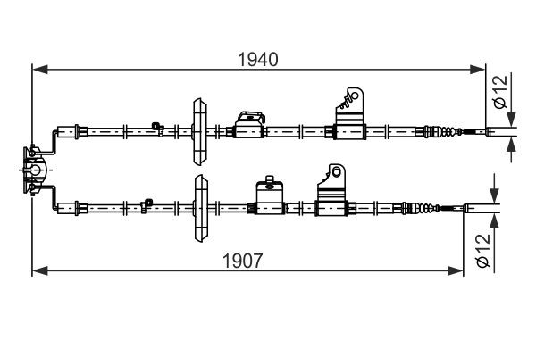 Купити 1987482858 Bosch Трос ручного гальма задній, правий/лівий