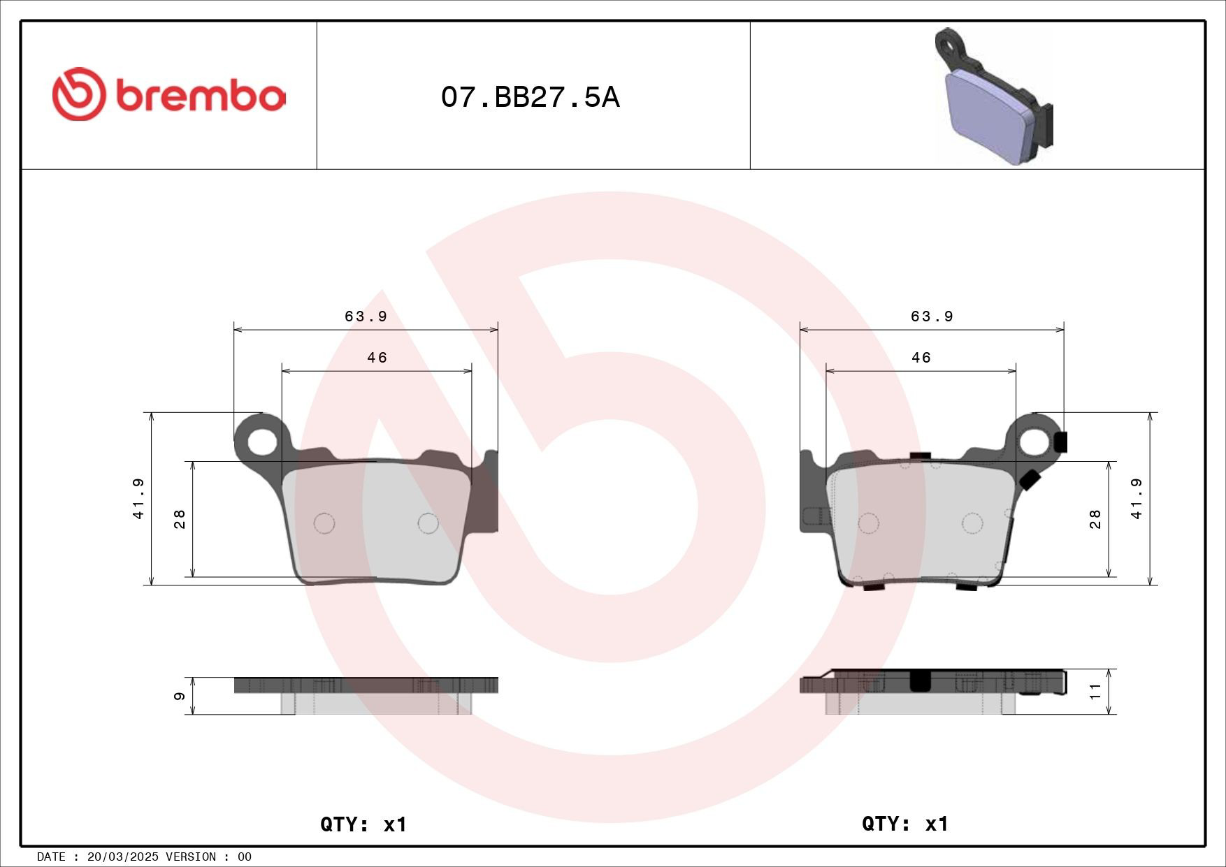 07BB275A Brembo 
