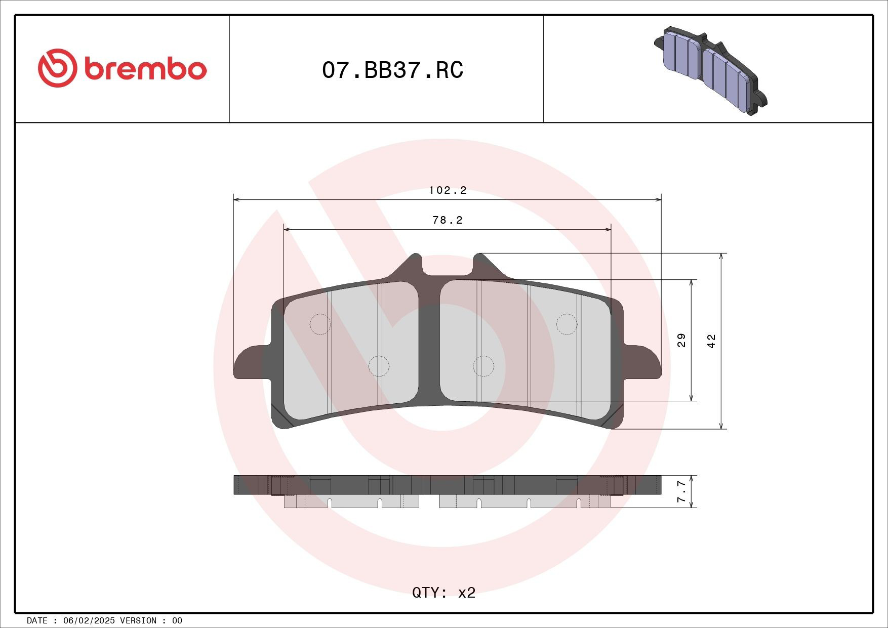 Гальмівні колодки Brembo 07BB37RC ціна, від 39.44 USD
