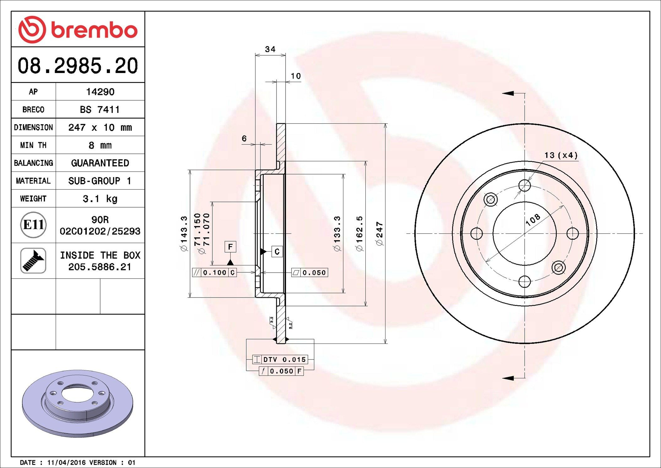 Гальмівні диски 08298520 Brembo