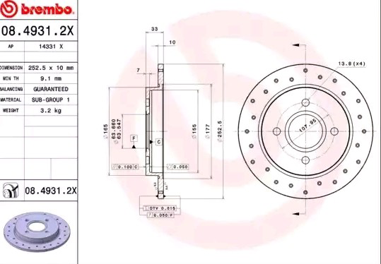 Задні дискові гальма Brembo 0849312X ціна, від 24.10 USD