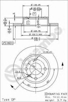 Купити 08524324 Brembo Ротор гальмівний