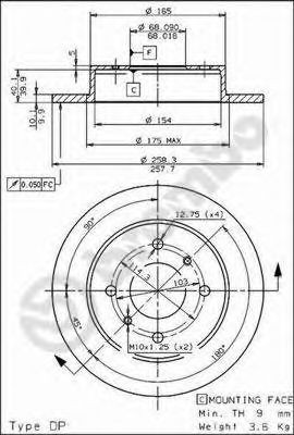 Диск гальмівний задній Brembo 08544311