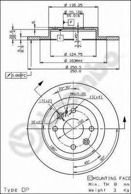 Купити 08685710 Brembo Диск заднього гальма