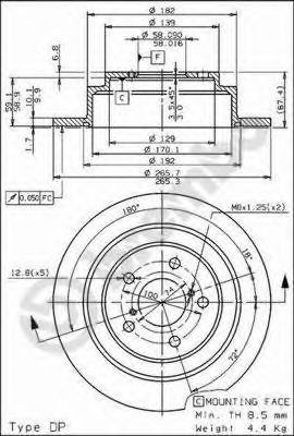 Купити 08689711 Brembo Диск заднього гальма