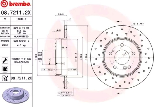 Гальмівні диски 0872112X Brembo