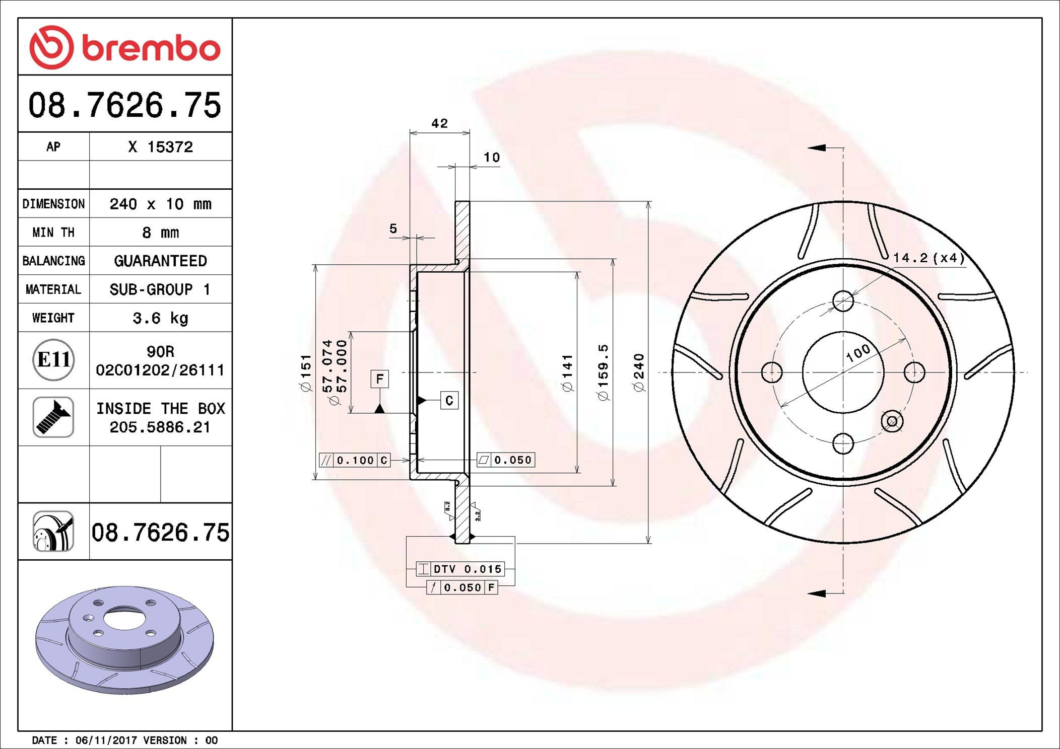 Задні дискові гальма Brembo 08762675 ціна, від 29.25 USD