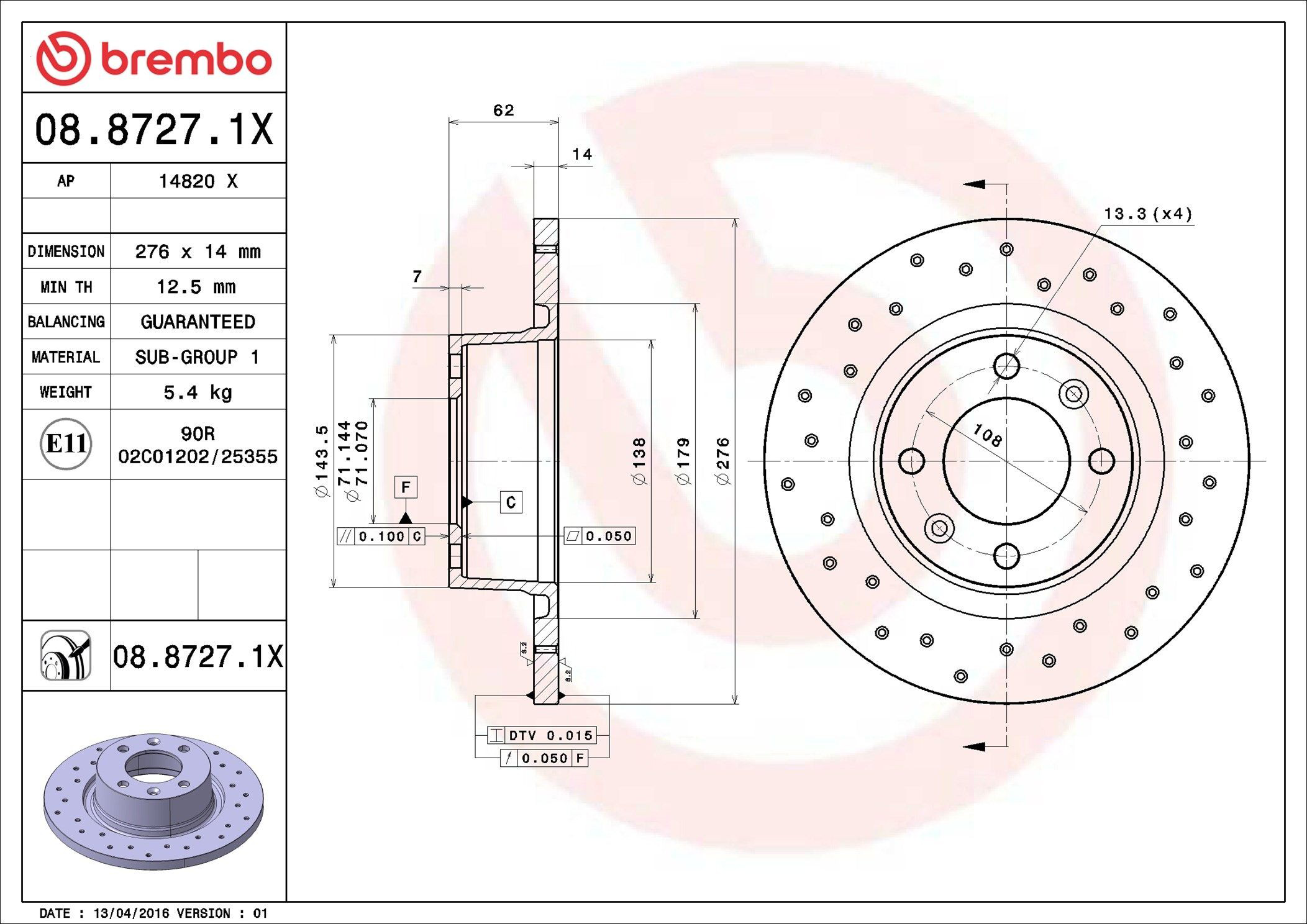 Задні дискові гальма Brembo 0887271X ціна, від 33.48 USD
