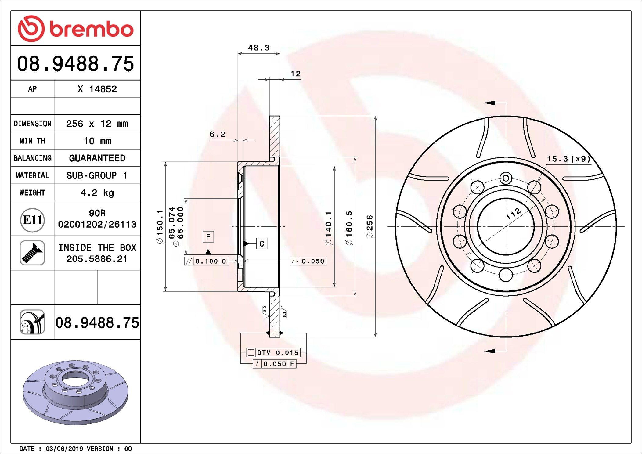 08948875 Brembo Дискові гальма