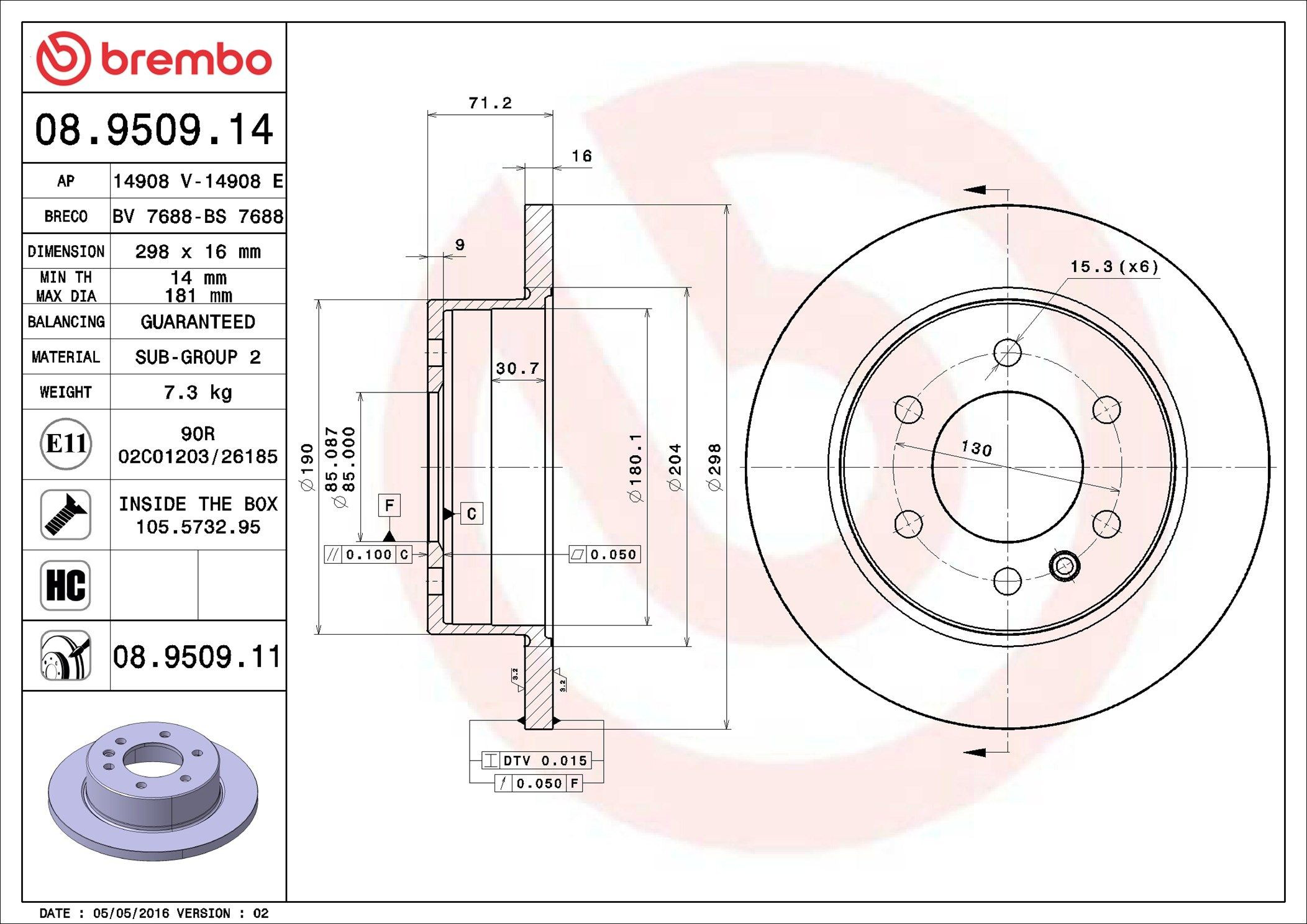 Задні дискові гальма Brembo 08950911 ціна, від 53.97 USD