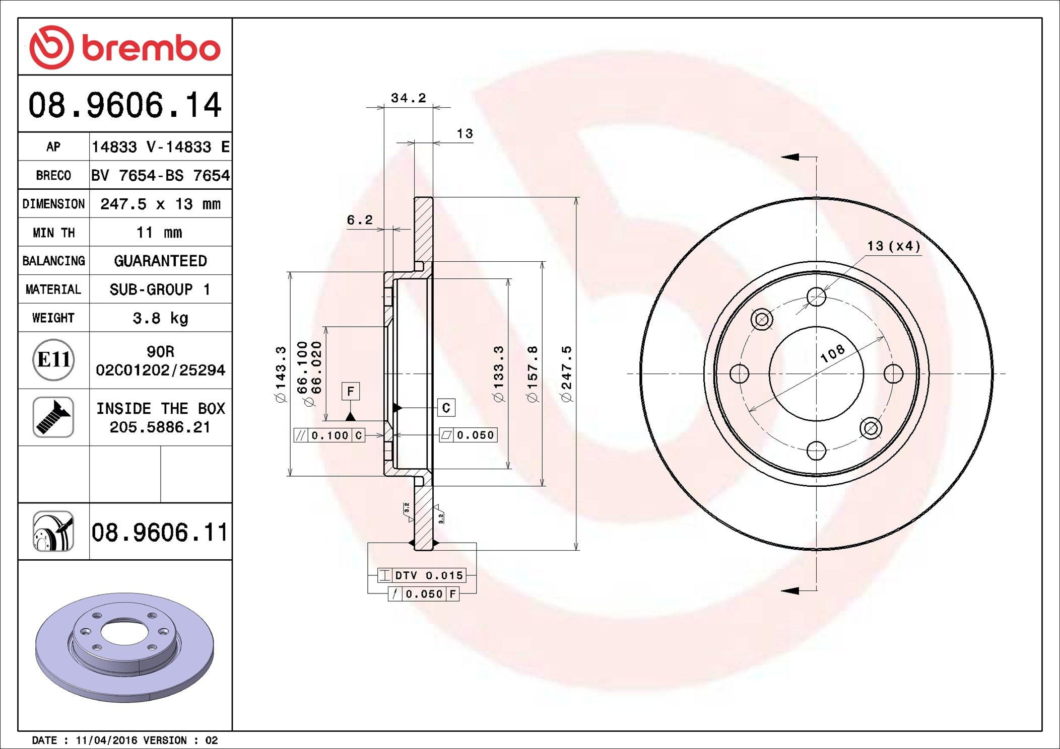 Гальмівні диски передні 08960614 Brembo