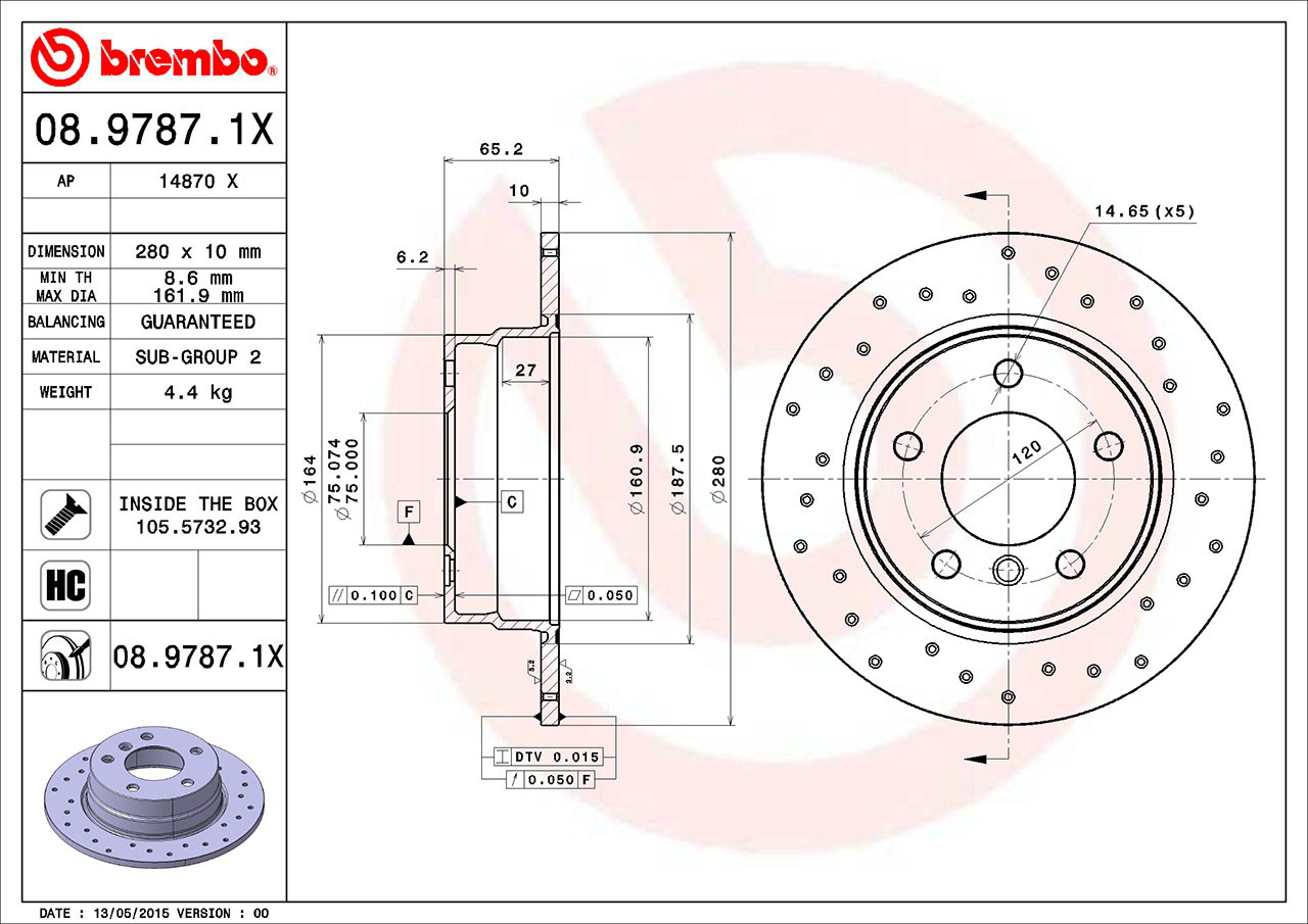 Задні дискові гальма Brembo 0897871X ціна, від 39.98 USD