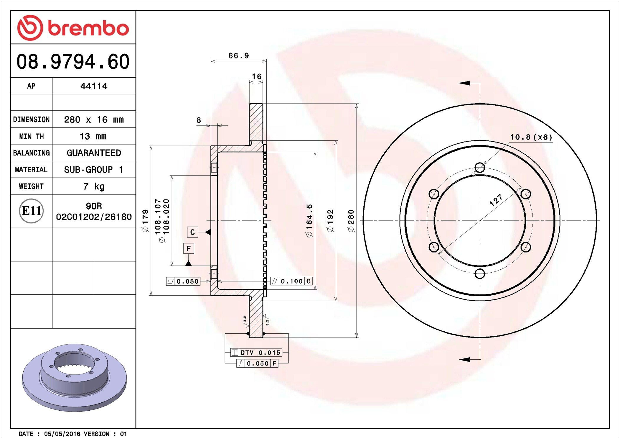 Купити 08979460 Brembo Диск заднього гальма