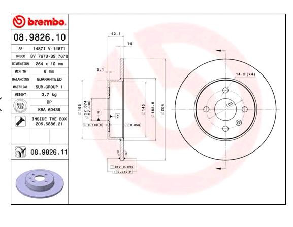 Задні дискові гальма Brembo 08982611 ціна, від 32.89 USD