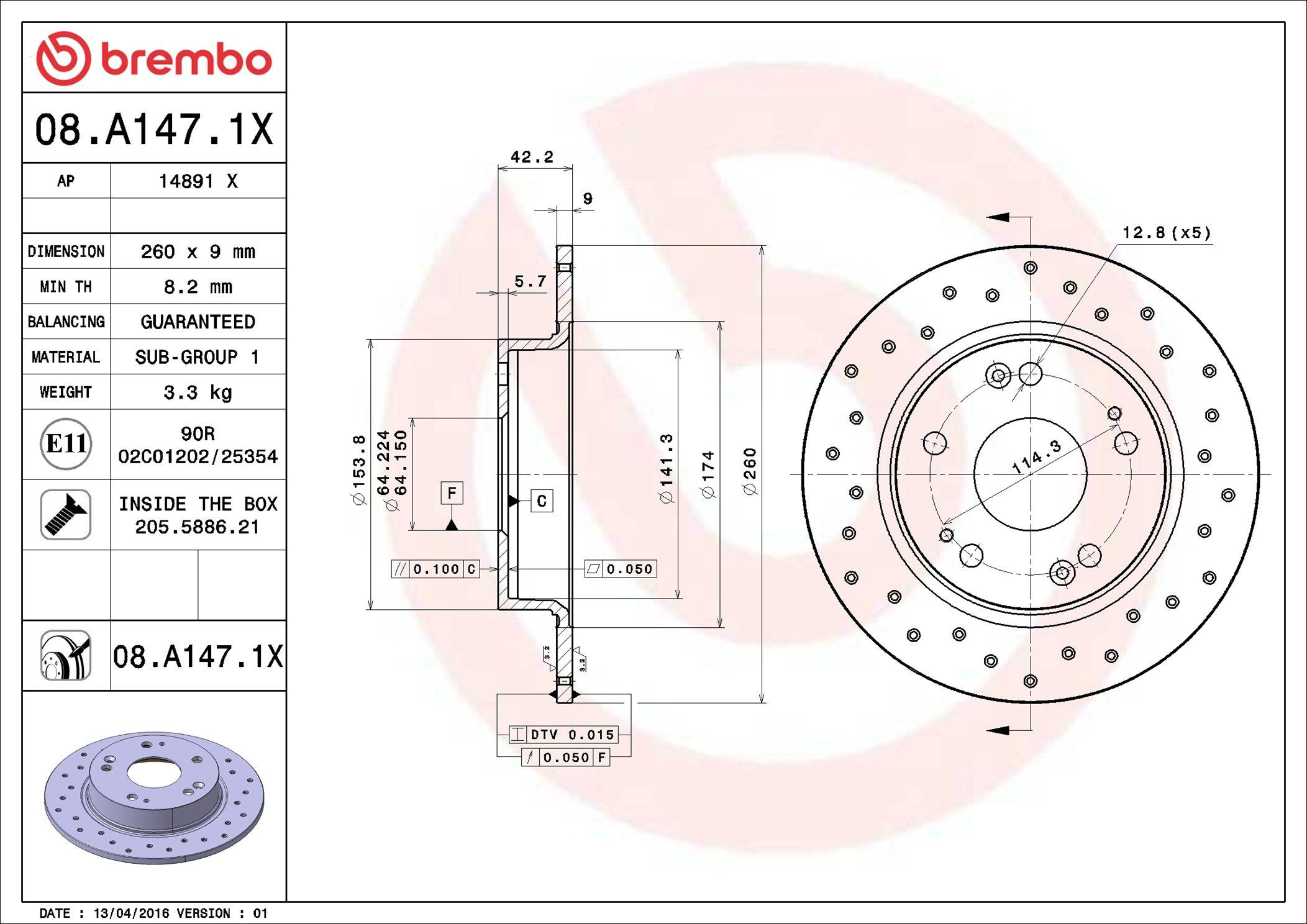 Гальмівні диски 08A1471X Brembo