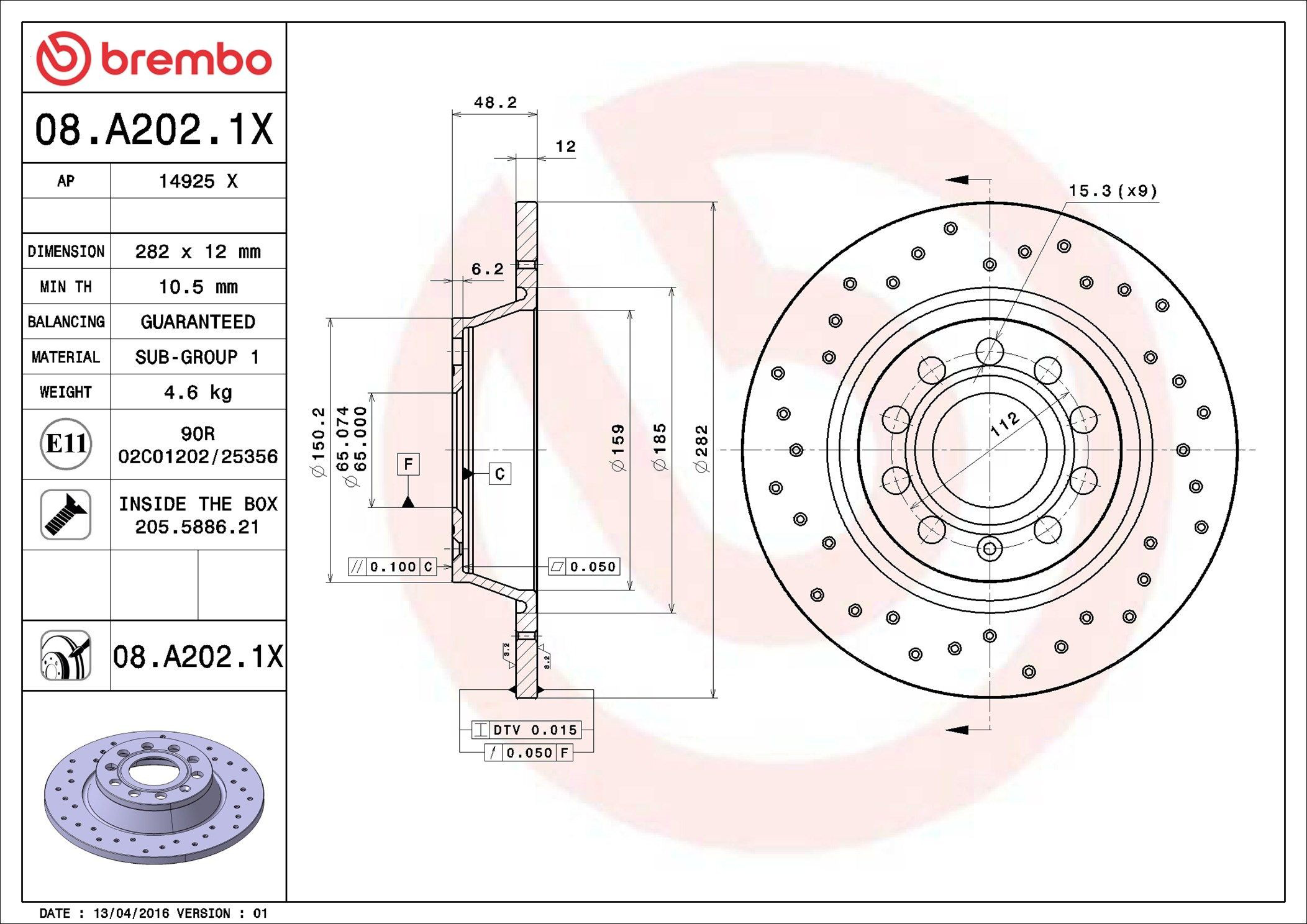Задні дискові гальма Brembo 08A2021X ціна, від 62.80 USD