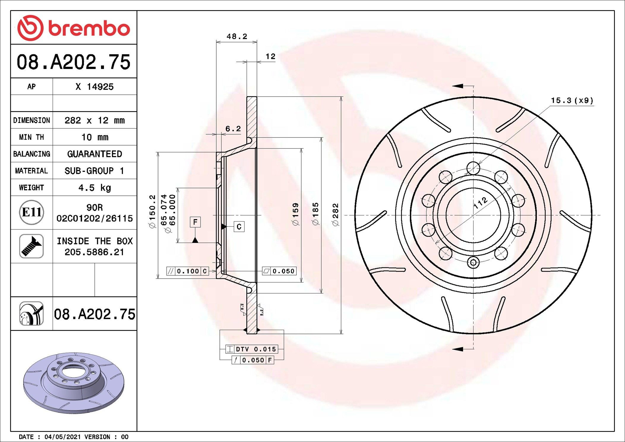 08A20275 Brembo Дискові гальма