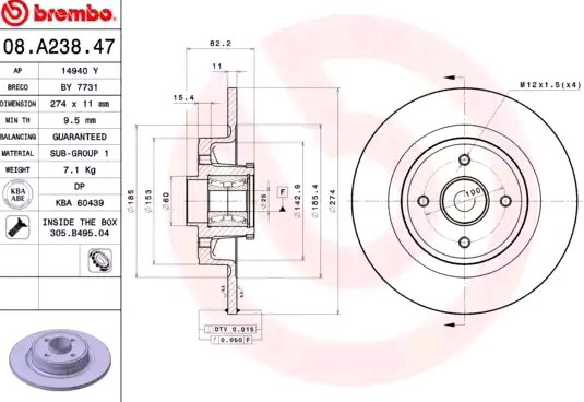 Задні дискові гальма Brembo 08A23847 ціна, від 39.97 USD
