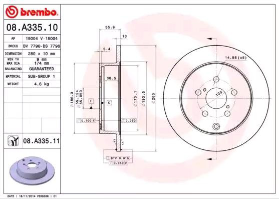 Задні дискові гальма Brembo 08A33511 ціна, від 38.33 USD