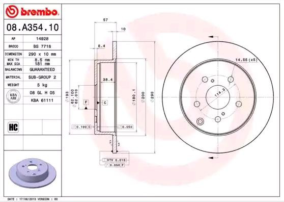 Диск гальмівний задній Brembo 08A35410