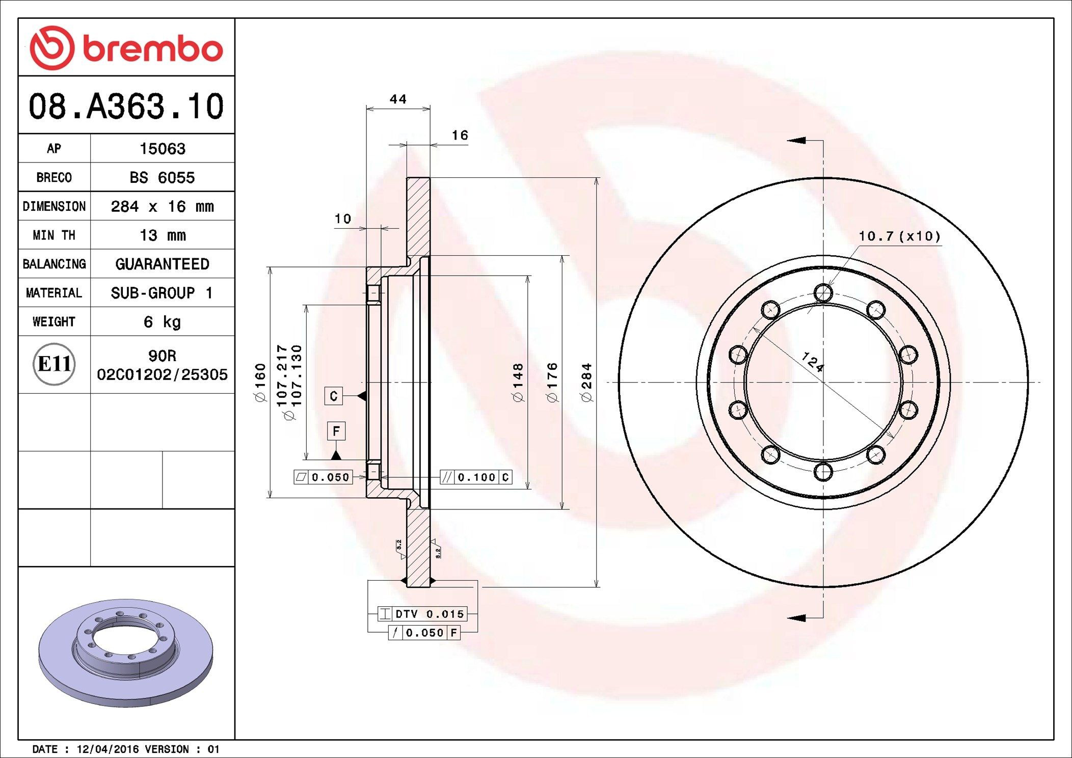 Купити 08A36310 Brembo Диск заднього гальма