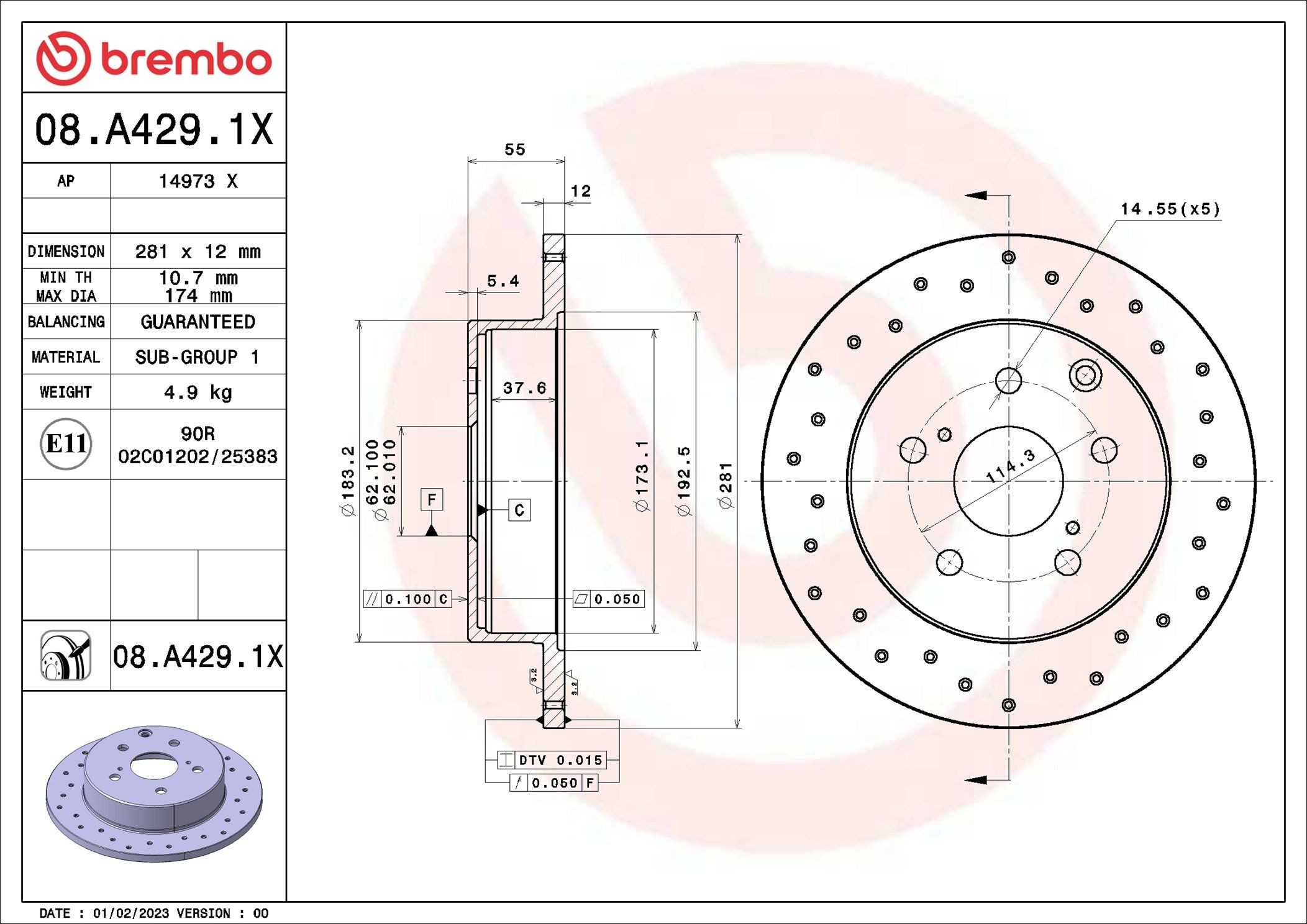Задні дискові гальма Brembo 08A4291X ціна, від 35.34 USD