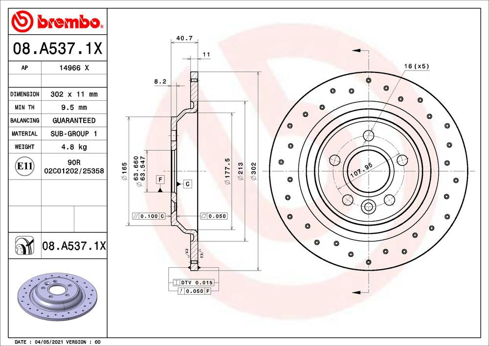 Гальмівні диски 08A5371X Brembo