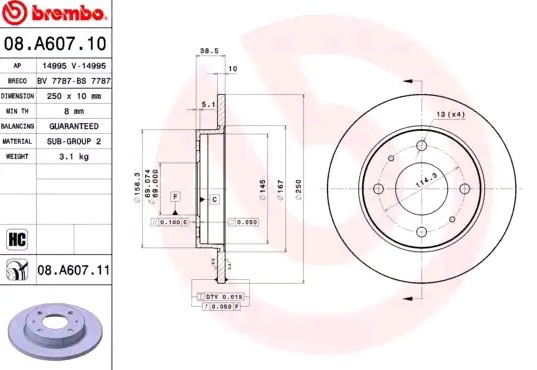 Гальмівні диски 08A60711 Brembo
