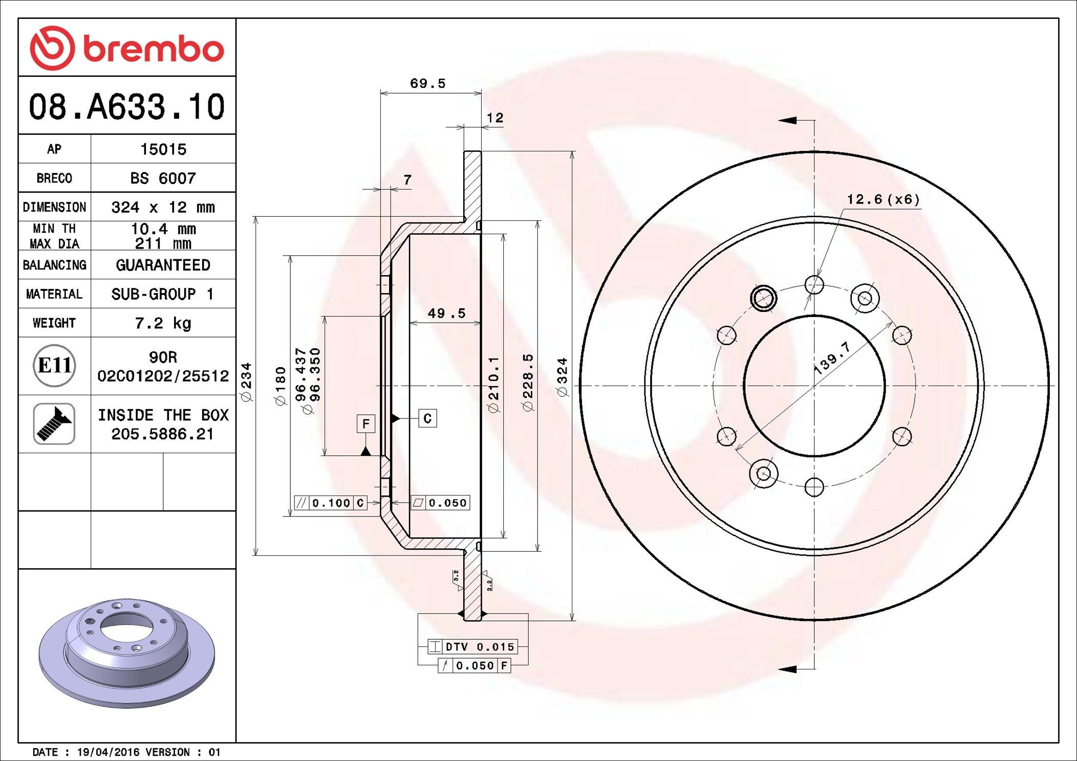 Задні дискові гальма Brembo 08A63310 ціна, від 49.12 USD