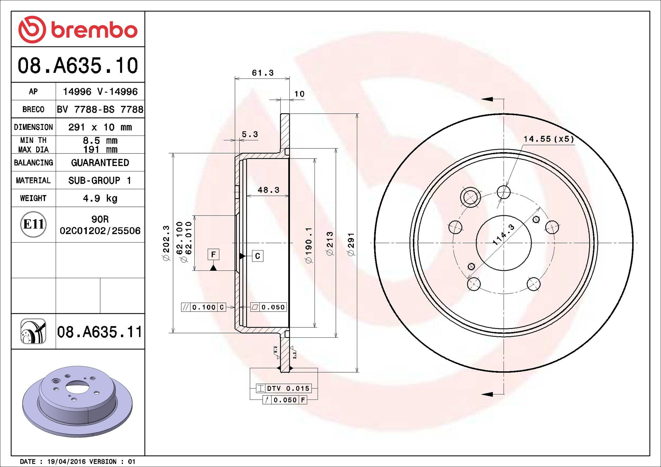 Задні дискові гальма Brembo 08A63511 ціна, від 40.15 USD