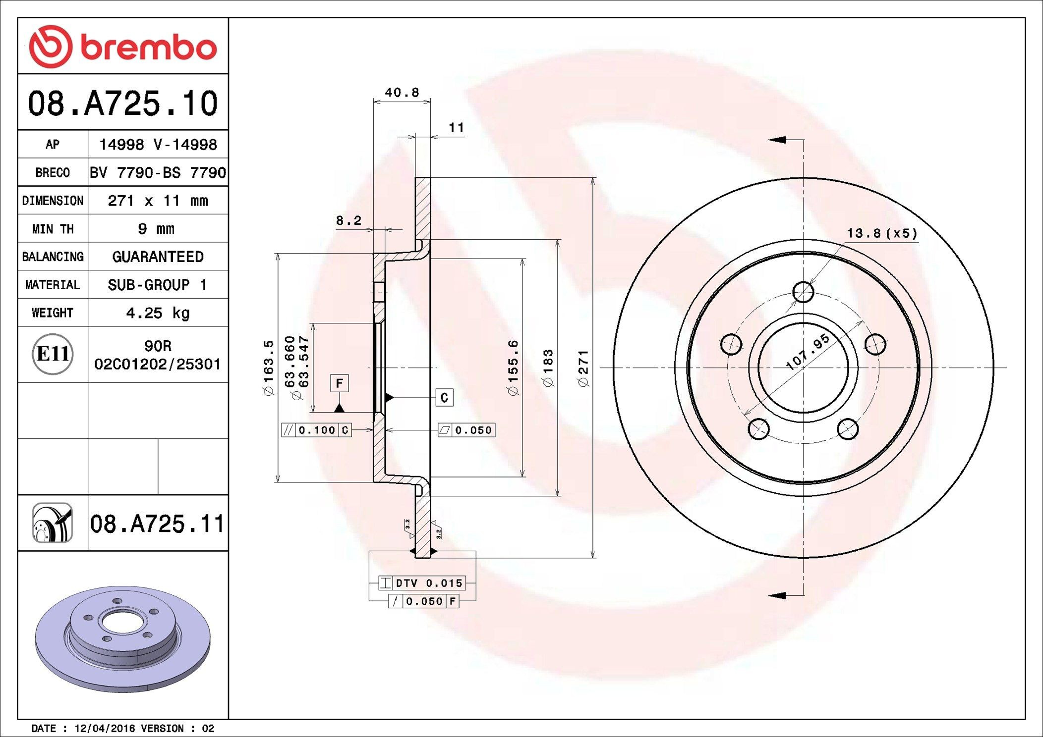 Задні дискові гальма Brembo 08A72510 ціна, від 35.14 USD