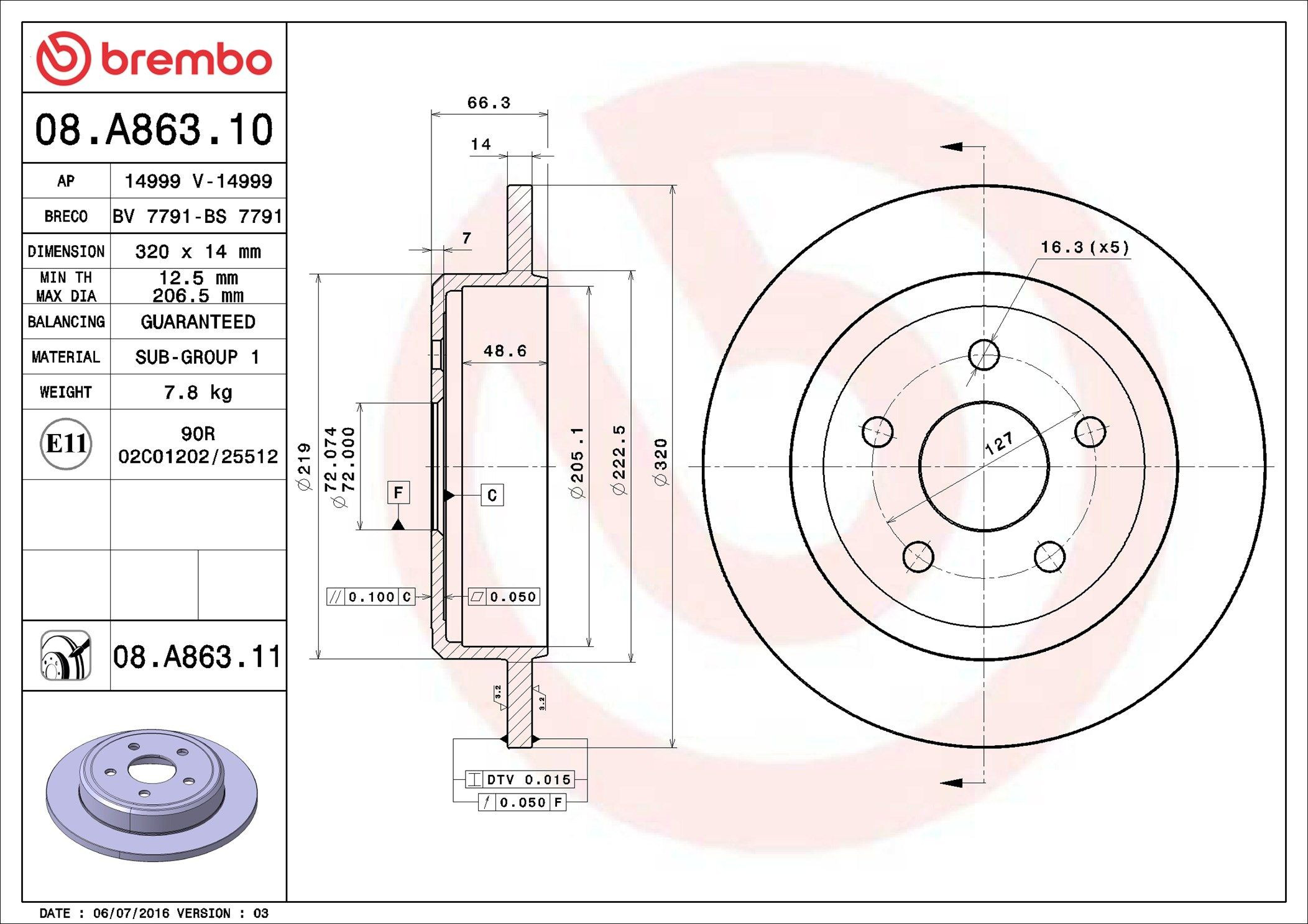Задні дискові гальма Brembo 08A86311 ціна, від 59.62 USD