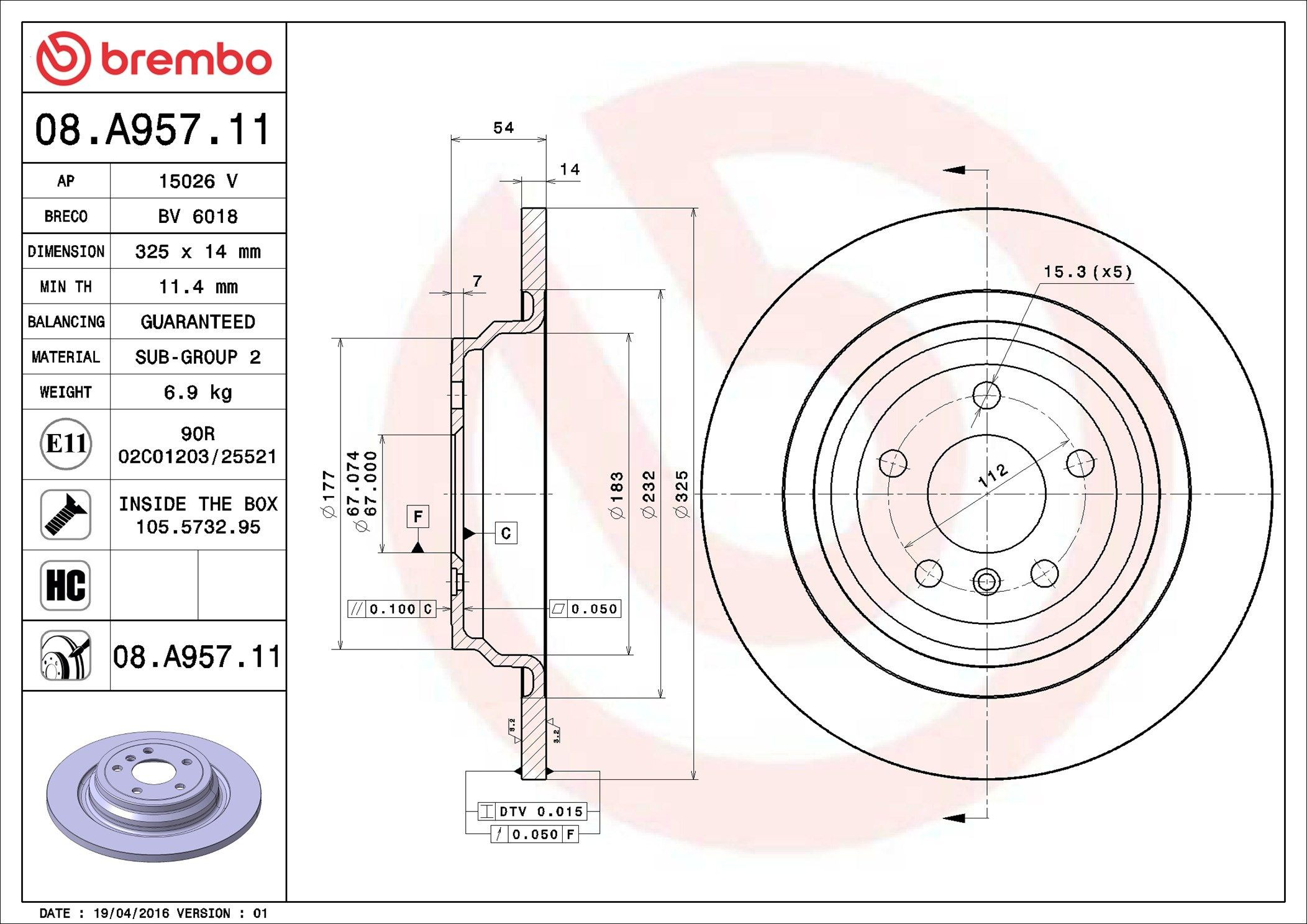 Гальмівні диски 08A95711 Brembo