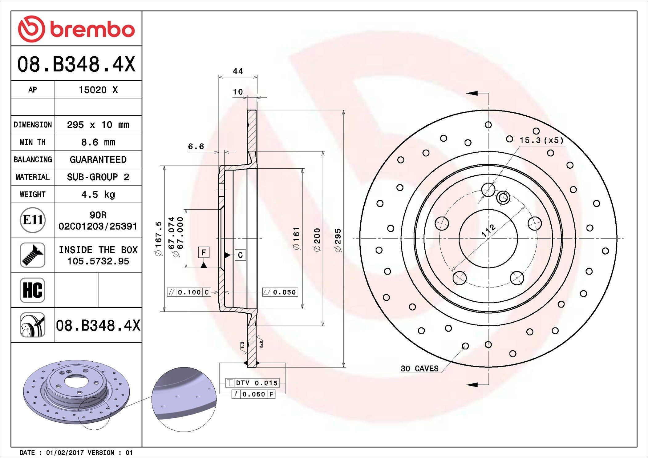 Гальмівні диски 08B3484X Brembo