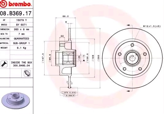 08B36917 Brembo Дискові гальма