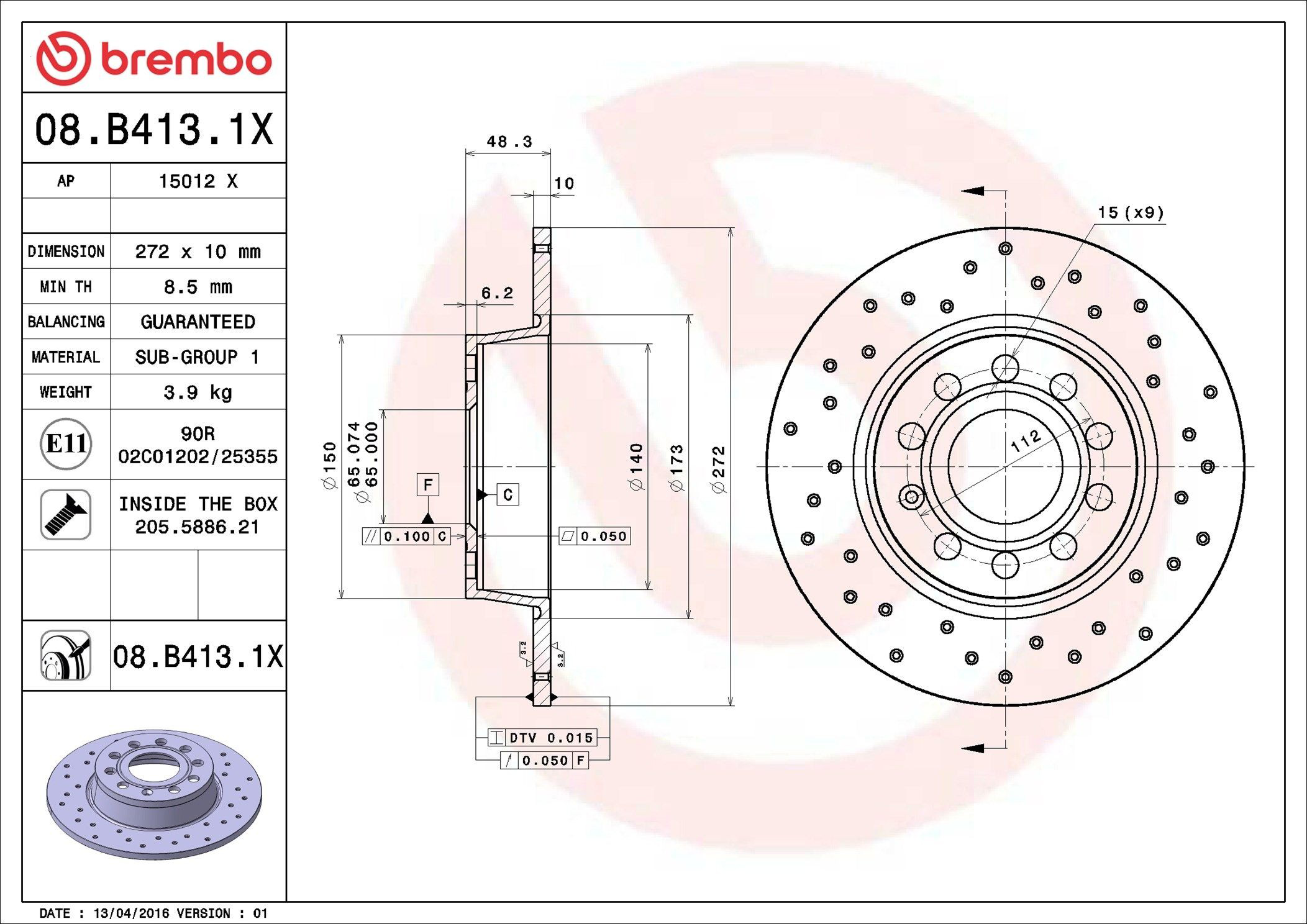 Задні дискові гальма Brembo 08B4131X ціна, від 48.85 USD