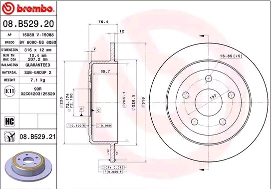 Гальмівні диски 08B52921 Brembo
