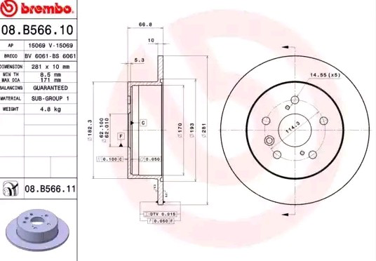 Гальмівні диски 08B56611 Brembo