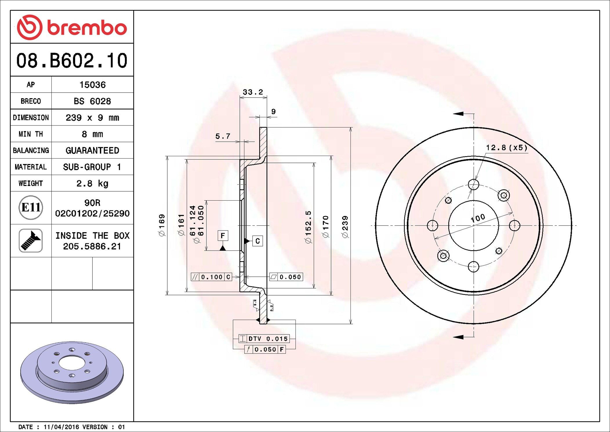 Задні дискові гальма Brembo 08B60210 ціна, від 26.39 USD