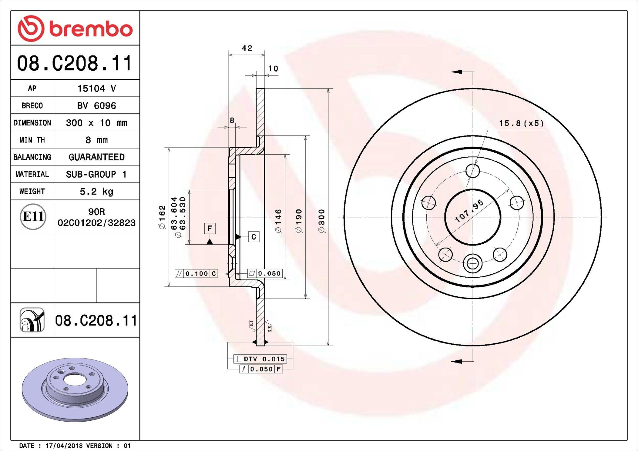 Гальмівні диски 08C20811 Brembo