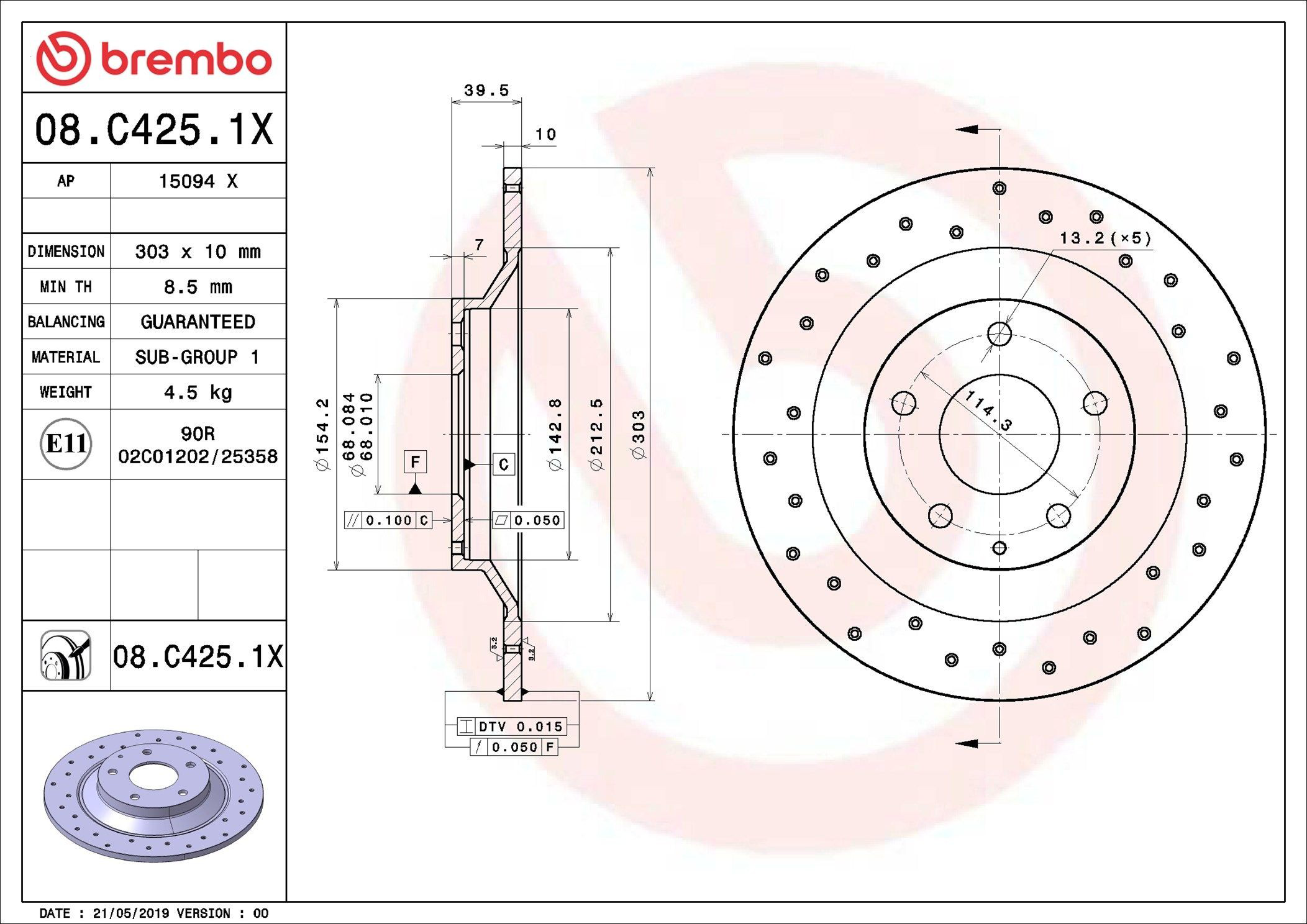 Задні дискові гальма Brembo 08C4251X ціна, від 27.49 USD