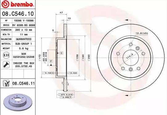 Задні дискові гальма Brembo 08C54611 ціна, від 53.04 USD