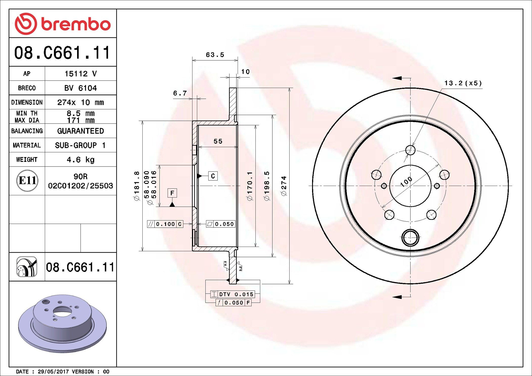 Гальмівні диски 08C66111 Brembo