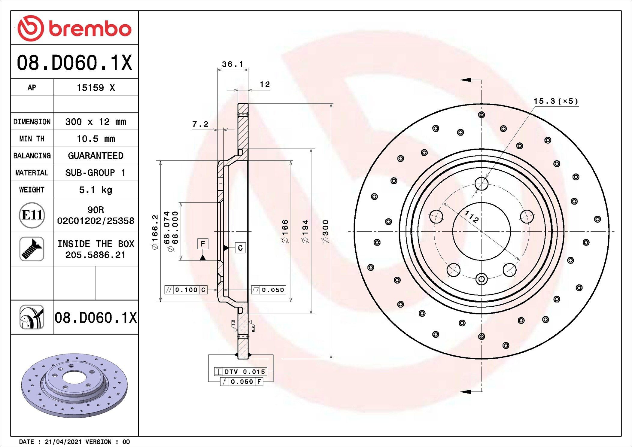 08D0601X Brembo Дискові гальма