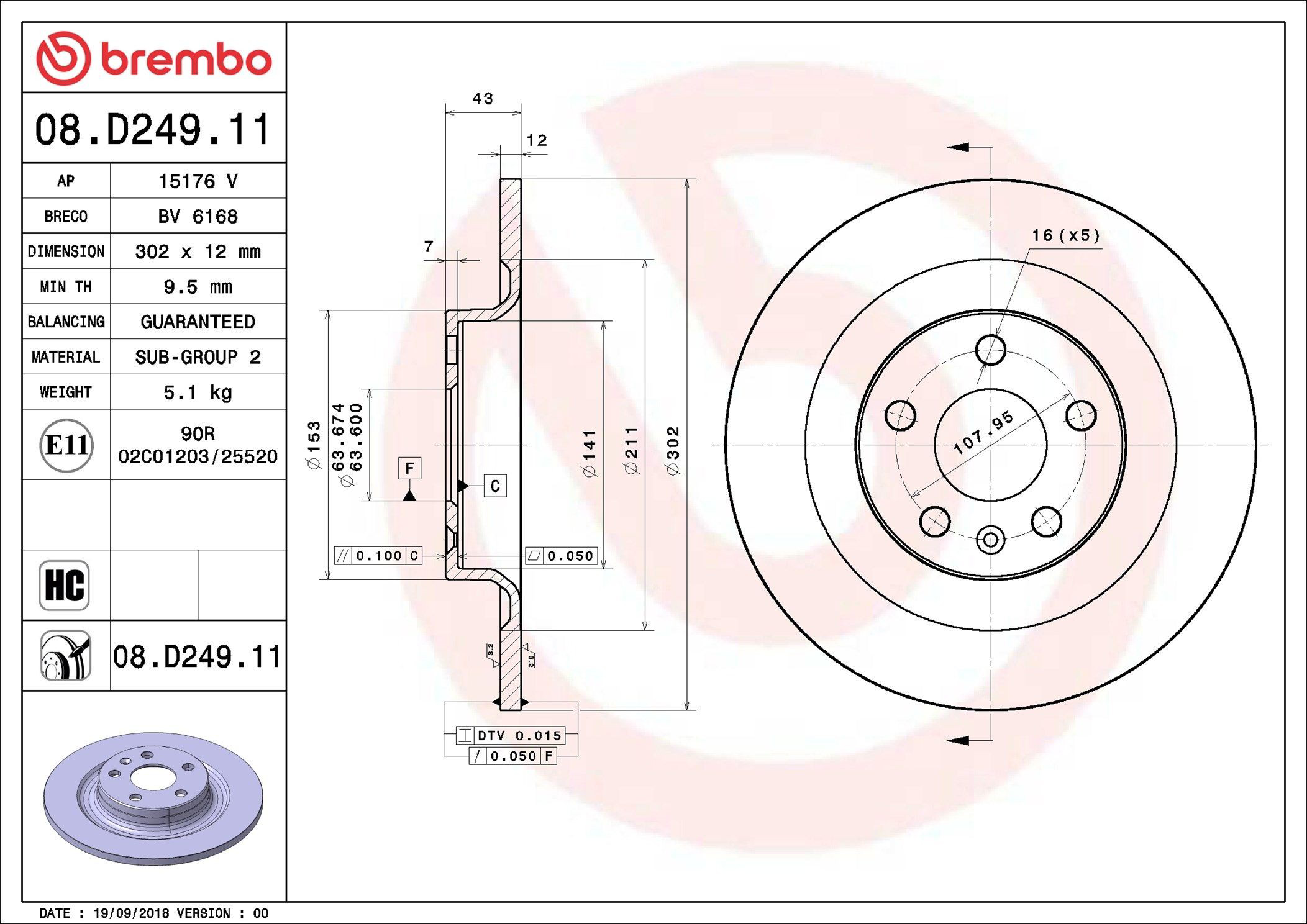 Задні дискові гальма Brembo 08D24911 ціна, від 54.55 USD